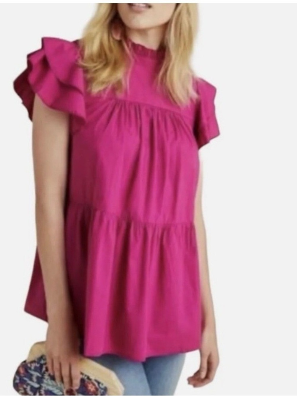 Anthropologie Maeve Tiered Ruffle Sleeve Top